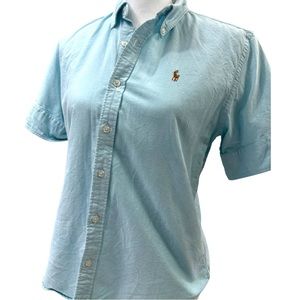 Polo by Ralph Lauren Teal / Aqua  Oxford Fitted Button Down …Short sleeve